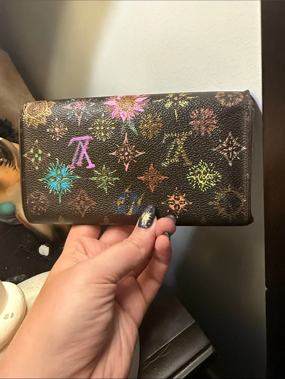 Custom hand painted Sarah LV wallet